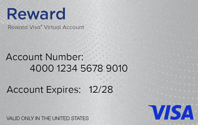 Visa® Reward Virtual Account, 12 Month Expiration Gift Card USD
