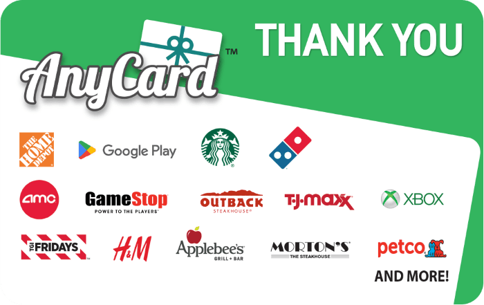 AnyCard Thank You Gift Card USD