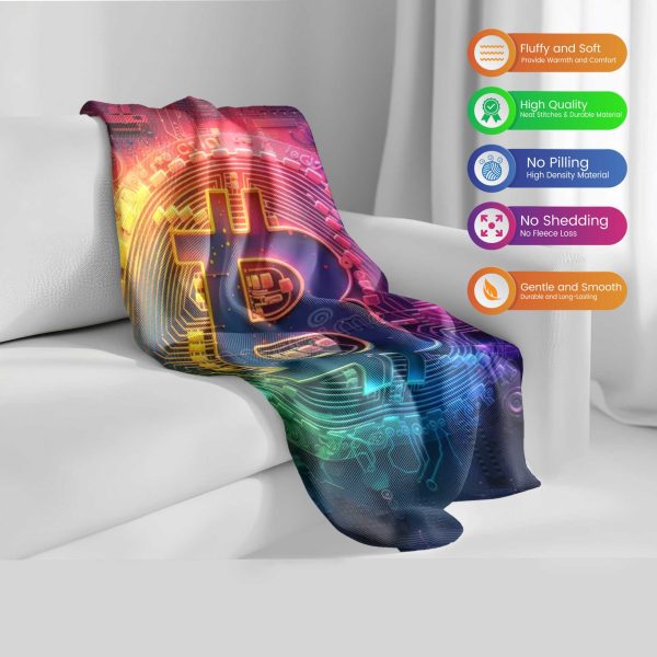 CyberBit™ Neon Bitcoin Circuitry Plush Blanket - Image 2