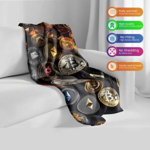 "Golden Crypto Dream" Floating Coin Blanket - Luxurious & Soft Bitcoin Design