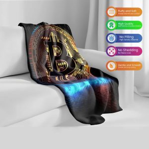 "Quantum Bitcoin Matrix" Crypto Digital Grid Blanket - Futuristic Comfort