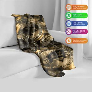 "Radiant Bitcoin Fusion" Crypto Digital Art Blanket - Luminous Comfort