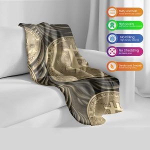 Vintage Gold Bitcoin Coin Blanket - Luxurious Crypto-Themed Comfort