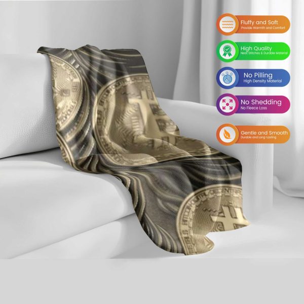 Vintage Gold Bitcoin Coin Blanket - Luxurious Crypto-Themed Comfort - Image 2