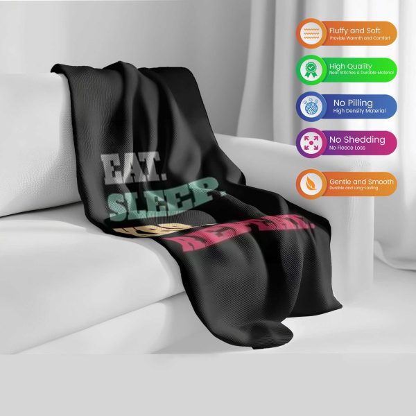 "EAT. SLEEP. XRP. REPEAT." Crypto Motto Plush Blanket - Image 2