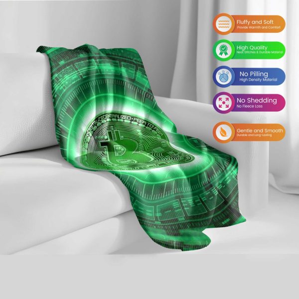 "Neo-Matrix" Bitcoin Circuitry Blanket - Vibrant Green Crypto Comfort - Image 2