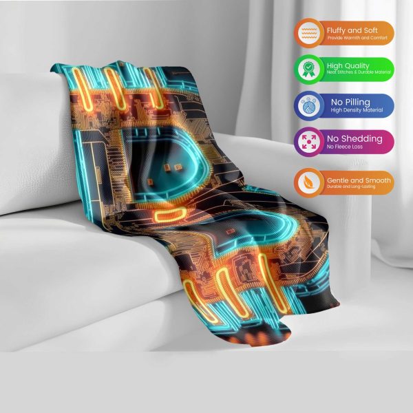 "Digital Gold Rush" Bitcoin & Cryptocurrency Blanket - Luxurious Black & Gold Comfort - Image 2