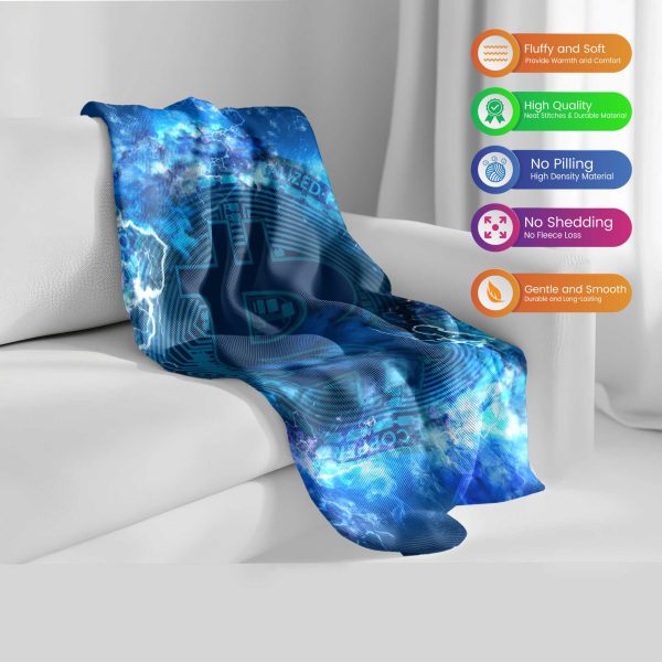"Electro-Bitcoin Storm" Decentralized Currency Blanket - Dynamic & Cozy Comfort - Image 2
