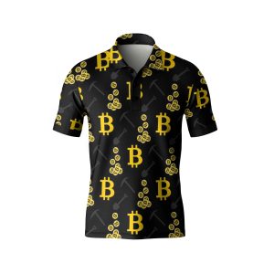 Bitcoin Mining Icons Polo Shirt - Crypto Miner Polyester Tee - High Quality Unisex