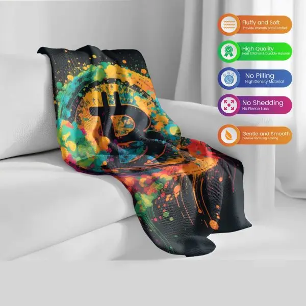 "Cosmic Bitcoin Genesis" Blockchain Universe Blanket - Stellar Comfort - Image 2