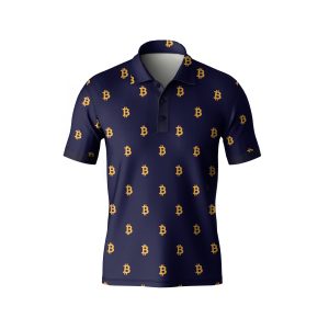Seamless Pattern Sign Bitcoin Polo Shirt - Crypto Enthusiast Polyester Tee - High Quality Unisex
