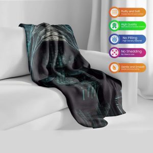 "Vintage Crypto Grid" Bitcoin & Circuitry Blanket - Retro Tech Comfort