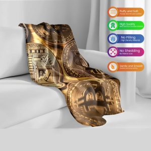 Golden Bitcoin Luxe Blanket - Premium Crypto-Themed Comfort for Home & Travel