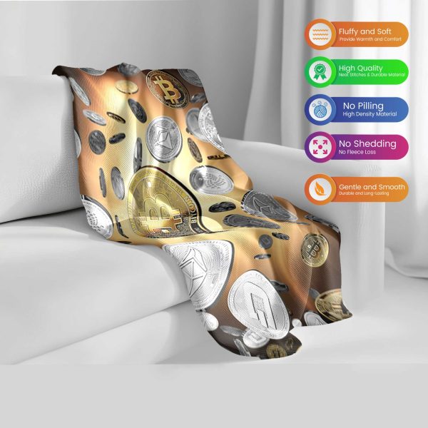 "Crypto Dream" Bitcoin & Cryptocurrency Printed Blanket - Cozy & Fluffy - Image 2