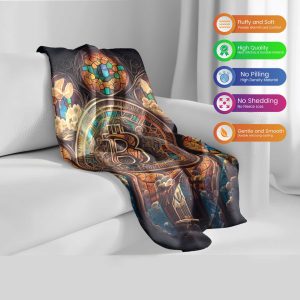 "To The Moon" Bitcoin Rocket Plush Blanket