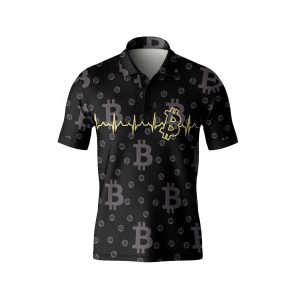 itcoin Golden Heartbeat Polo Shirt - Crypto Investor Unisex Tee - High Quality Polyester