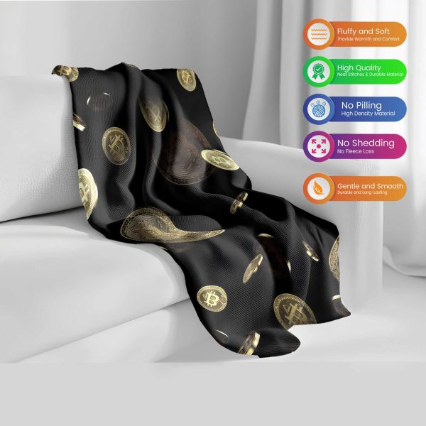 Majestic Bitcoin Gold Circuit Plush Blanket - Image 2