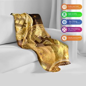 Golden Cipher Bitcoin Comforter - Futuristic Crypto Luxury