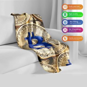"Golden Bitcoin Cascade" Crypto Coin Abundance Blanket - Luxurious Digital Comfort