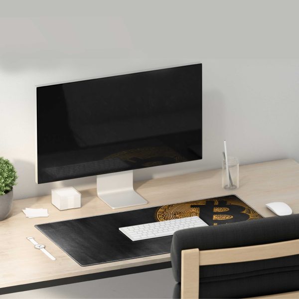 Minimalist Bitcoin Gold Coin Mouse Pad - Sleek Crypto Desk Accessory - Image 2