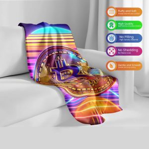 VaporWave CryptoDream™ Bitcoin Sunset Plush Blanket