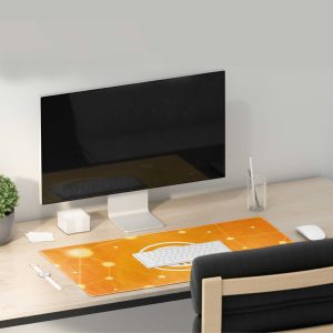 Glowing Bitcoin Network Mouse Pad - Futuristic Blockchain Desk Mat