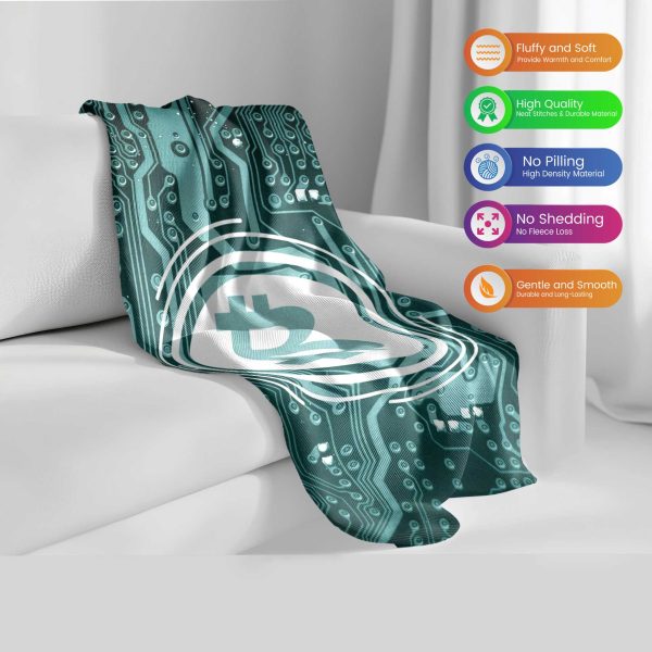 "Digital Dreamscape Bitcoin" Crypto Circuitry Blanket - High-Tech Comfort - Image 2