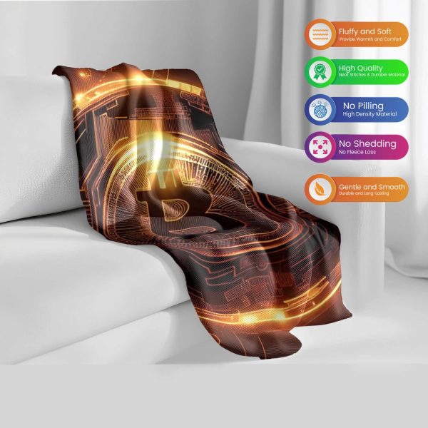 "Abstract Bitcoin Stream" Crypto Art Blanket - Modern Digital Comfort - Image 2