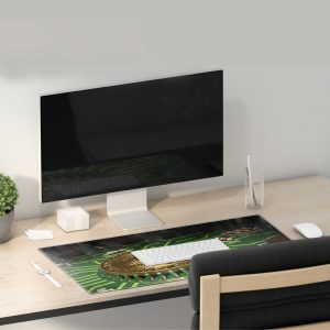 Radiant Orange Bitcoin Network Mouse Pad - Digital Gold Rush Desk Mat