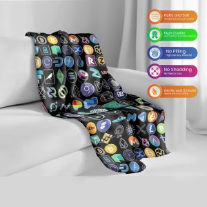 Tech Icon & Crypto Art Comforter - Cozy & Fluffy Digital Design Bedding