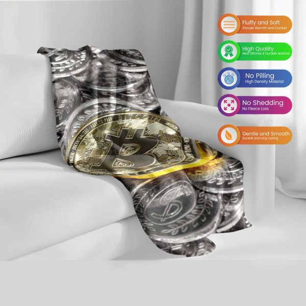 "Digital Goldmine" Bitcoin Coin Scatter Blanket - Wealthy Warmth - Image 2
