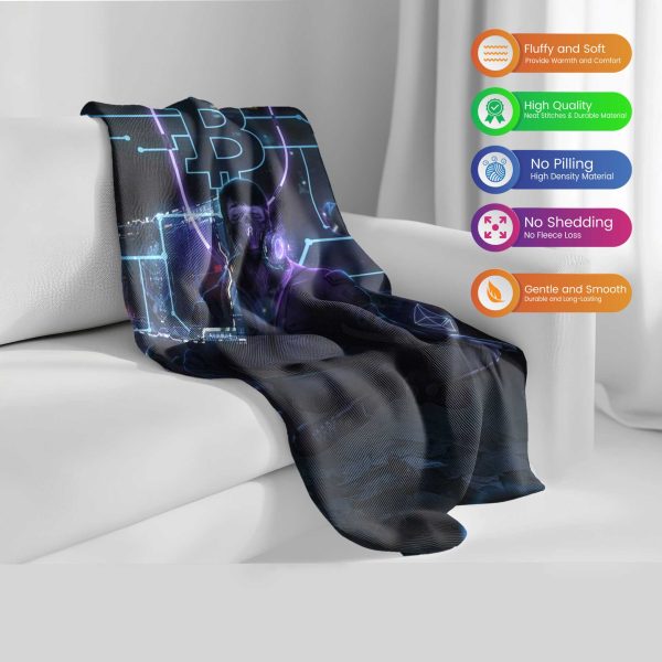 "Cyberpunk Circuitry" Bitcoin & Crypto Blanket - Neon Glow & Urban Comfort - Image 2