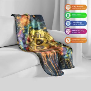 CryptoSplash™ Artistic Bitcoin Burst Plush Blanket