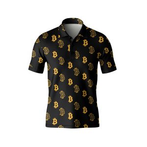 Bitcoin Icon Polo Shirt - Crypto Currency Tee - High Quality Polyester