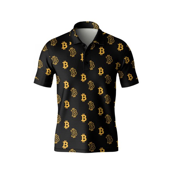 Bitcoin Icon Polo Shirt - Crypto Currency Tee - High Quality Polyester - Image 2