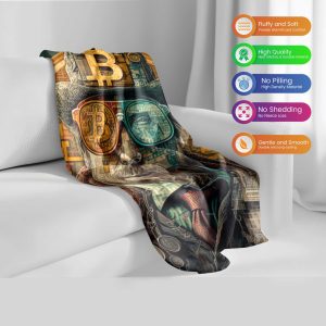 "Sophisticated Crypto Lion" Steampunk Bitcoin Blanket - Regal Comfort