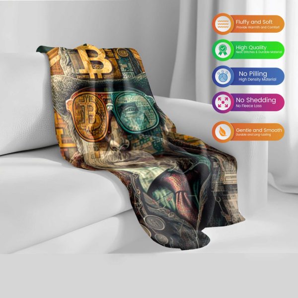"Sophisticated Crypto Lion" Steampunk Bitcoin Blanket - Regal Comfort - Image 2