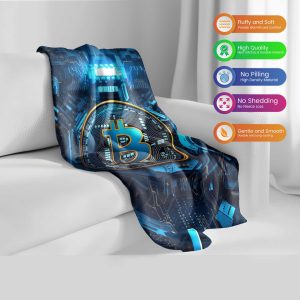 "Neo-Bitcoin Matrix" Digital Currency Blanket - Futuristic Cyber Comfort