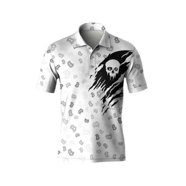 Bitcoin Mining Icons Polo Shirt - Crypto Pattern Polyester Tee - High Quality Unisex