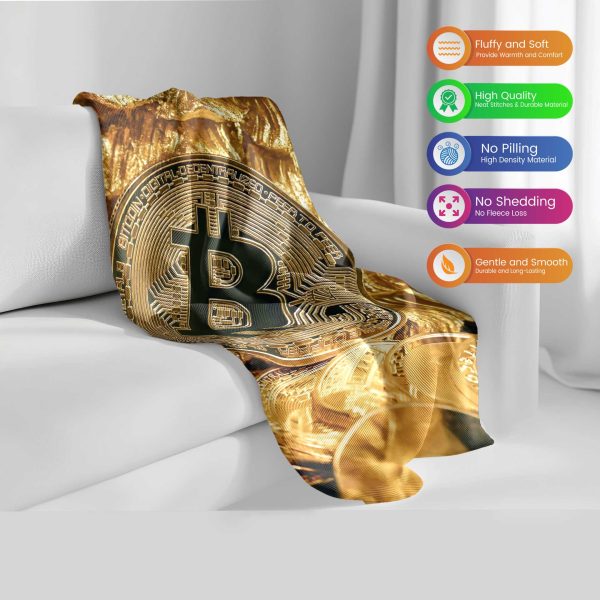 Golden Grid Bitcoin Baron Plush Blanket - Image 2
