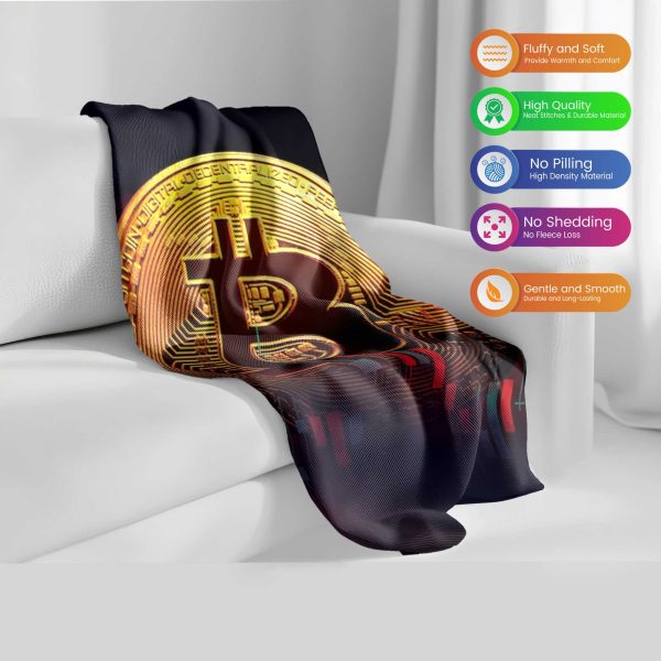 "Fiery Bitcoin Blaze" Crypto Performance Blanket - Dynamic Digital Comfort - Image 2
