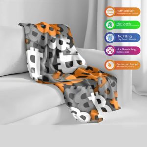 Dynamic Bitcoin Symbol Pattern Comforter - Orange, Gray & White Crypto Bedding