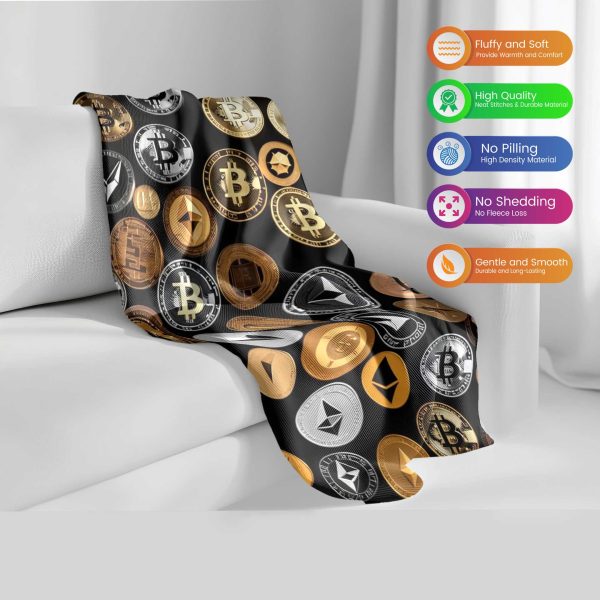 Stained Glass Bitcoin Artistry Plush Blanket - Image 2