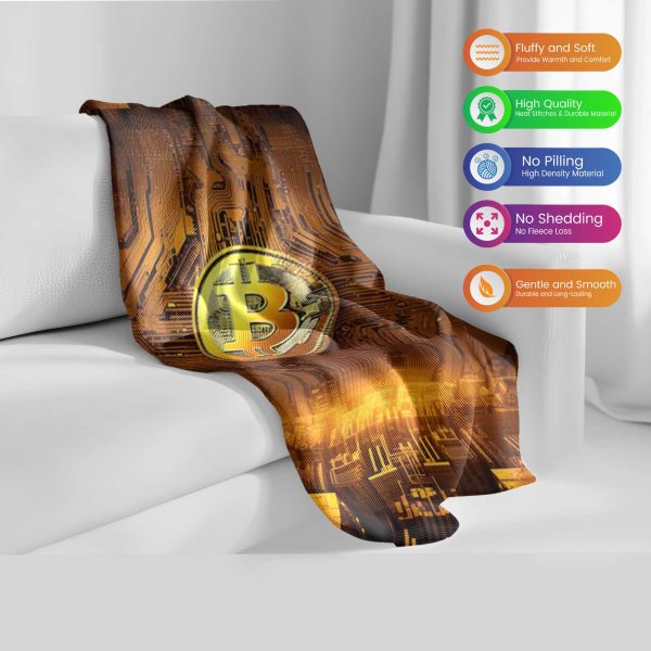 "Electro-Circuit Bitcoin" Cybernetic Comfort Blanket - Tech-Inspired Warmth - Image 2