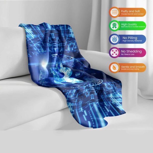 Neon Byte Bitcoin Comforter - Electric Blue Crypto Bedding - Image 2