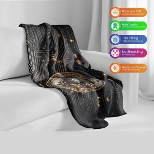 Regal Bitcoin Gold Coin Plush Blanket