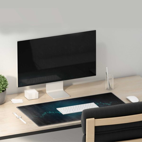 Global Financial Markets Trading Chart Mouse Pad - Teal Candlesticks - Image 2