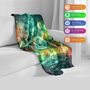 Crypto Visionary Blanket - Cozy & Fluffy Cryptocurrency Themed Throw