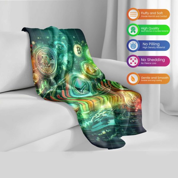 Crypto Visionary Blanket - Cozy & Fluffy Cryptocurrency Themed Throw - Image 2