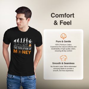 "Evolution of Money" Bitcoin T-Shirt - Crypto History Tee - 100% Cotton